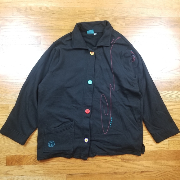 VTG 90's Picasso Art Style Design Coat Sweater - Picture 5 of 9